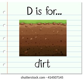 Flashcard letter D is for dirt illustration