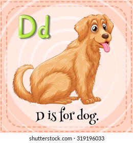 Flashcard letter D is for dog illustration