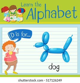 Flashcard letter D is for dog illustration