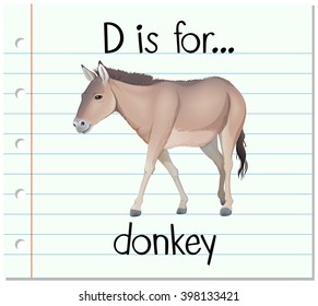  Flashcard letter D is for donkey illustration