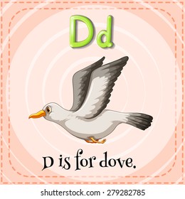 Flashcard letter D is for dove