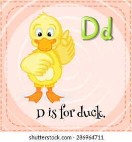 Flashcard letter D is for duck