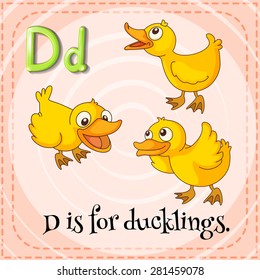 Flashcard letter D is for ducklings