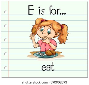 Flashcard letter E is for eat illustration