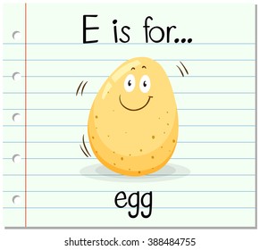 Flashcard letter E is for egg illustration