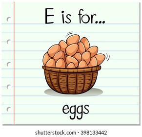  Flashcard letter E is for eggs illustration