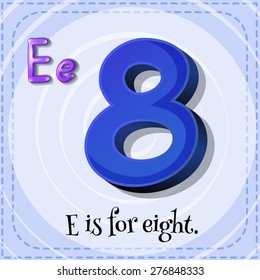Flashcard letter E is for eight