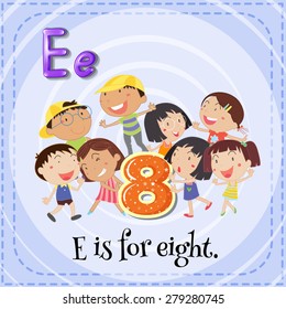 Flashcard letter E is for eight