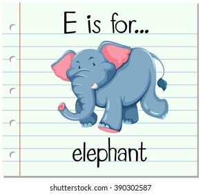 Flashcard letter E is for elephant illustration