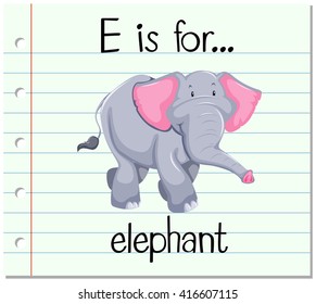 Flashcard letter E is for elephant illustration