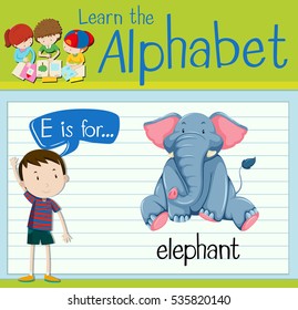 Flashcard Letter E Elephant Illustration Stock Vector (Royalty Free ...