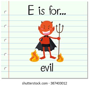 Flashcard letter E is for evil illustration