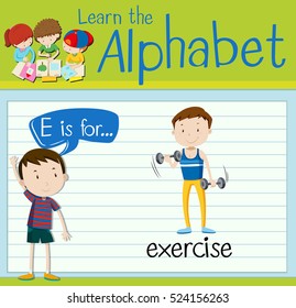Flashcard letter E is for exercise illustration