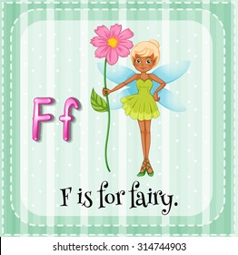 Flashcard letter F is for fairy illustration