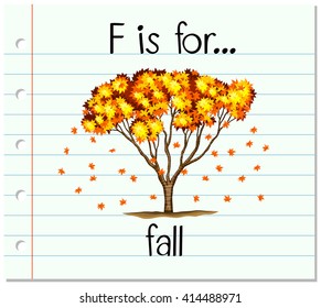 Flashcard letter F is for fall illustration