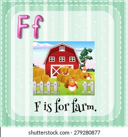 Flashcard letter F is for farm