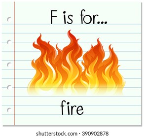 Flashcard letter F is for fire illustration