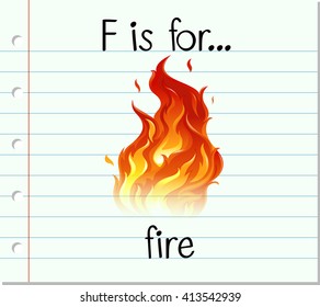 Flashcard letter F is for fire illustration
