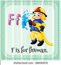 Flashcard letter F is for fireman