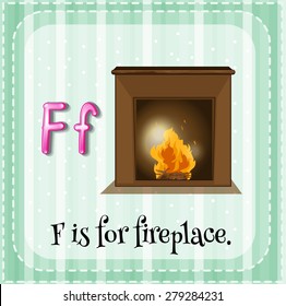 Flashcard letter F is for fireplace