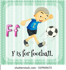 Flashcard letter F is for football illustration