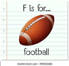 Flashcard letter F is for football illustration