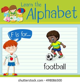 Flashcard letter F is for football illustration