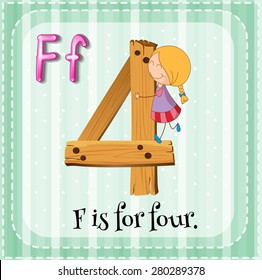 Flashcard letter F is for four