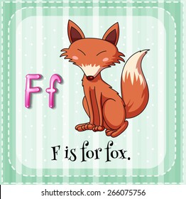 Flashcard letter F is for fox