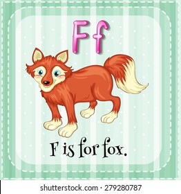 Flashcard letter F is for fox