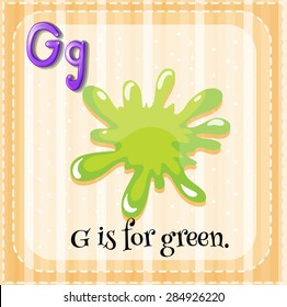 Flashcard of letter G with color green