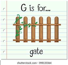  Flashcard letter G is for gate illustration