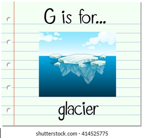 Flashcard letter G is for glacier illustration
