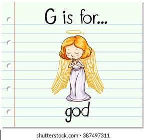 Flashcard letter G is for god illustration