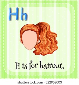 Flashcard letter H is for haircut illustration