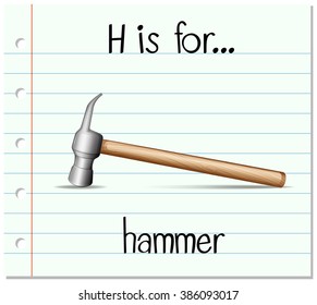 Flashcard letter H is for hammer illustration