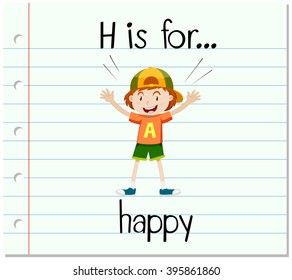 Flashcard letter H is for happy