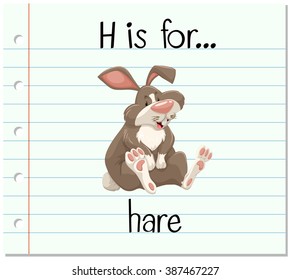 Flashcard letter H is for hare illustration