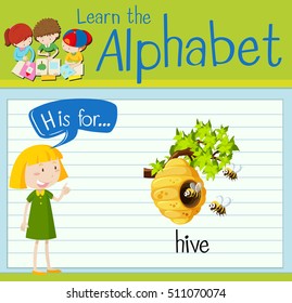 Flashcard letter H is for hive illustration