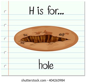 Flashcard letter H is for hole illustration