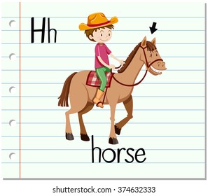 Flashcard letter H is for horse illustration