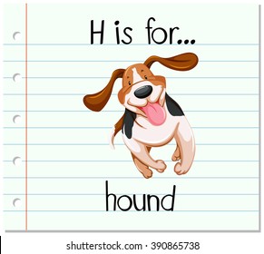 Flashcard letter H is for hound illustration
