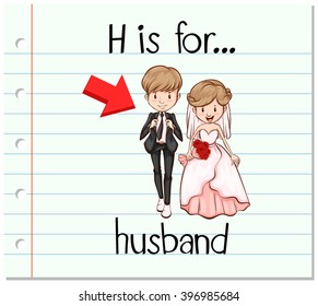 Flashcard letter H is for husband illustration
