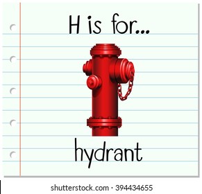 Flashcard letter H is for hydrant illustration