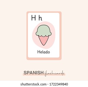 
Flashcard letter H, with the word "Ice Cream" in Spanish