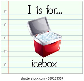 Flashcard letter I is icebox illustration svg