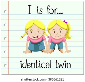 Flashcard letter I is for identical twin