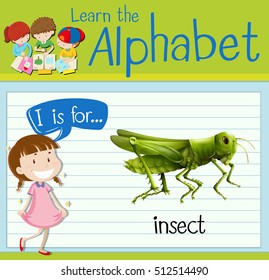 Flashcard letter I is for insect