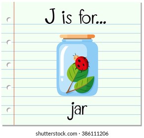 Flashcard letter J is for jar illustration