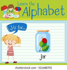 Flashcard letter J is for jar illustration